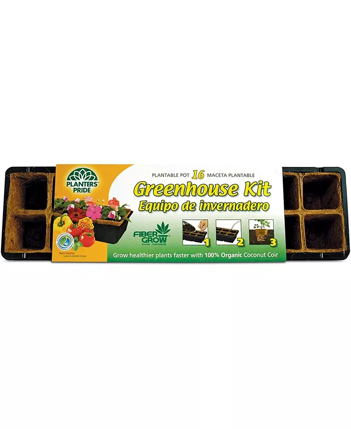 Planters' Pride Planters Pride Fiber Grow Coconut Greenhouse Starter Kit， 16 Plantable Pots