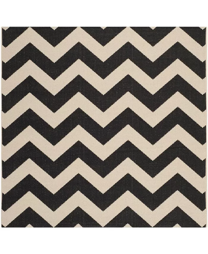 Safavieh Courtyard Black and Beige 4' x 4' Sisal Weave Square Outdoor Area Rug