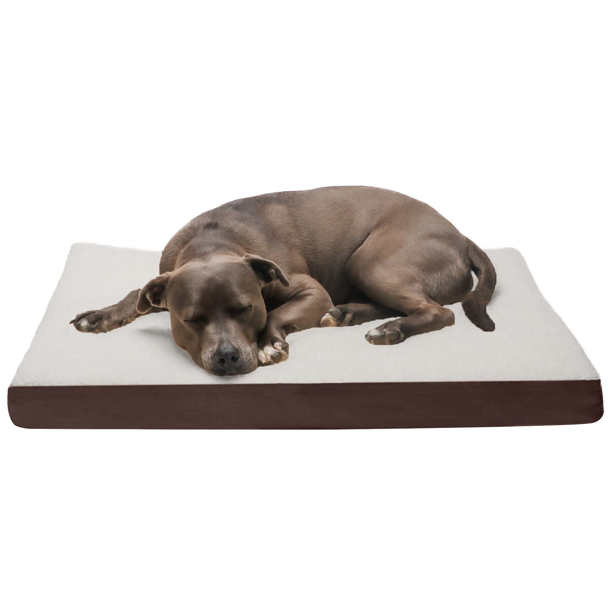 FurHaven Pet Dog Bed | Deluxe Cooling Gel Memory Foam Orthopedic Sherpa and Suede Pet Bed Mattress for Dogs and Cats， Espresso， Large
