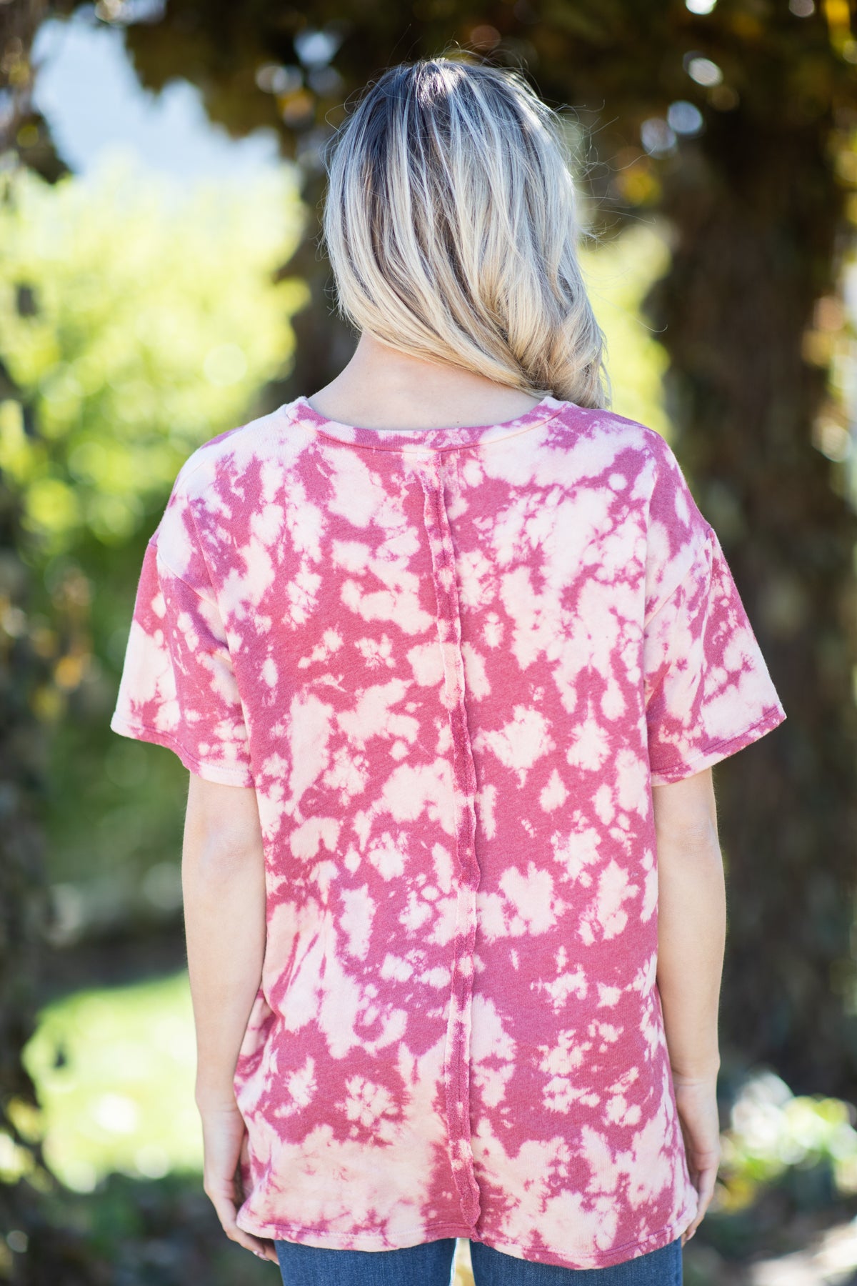 Dusty Rose and Raspberry Acid Wash Top