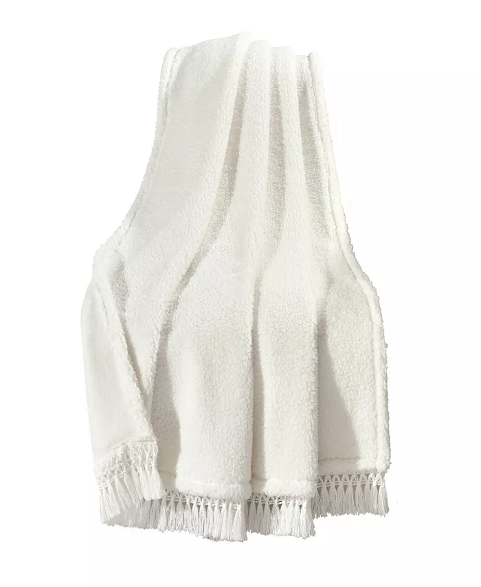 Lush Dandeacutecor Sherpa Tassel Fringe Throw Blanket