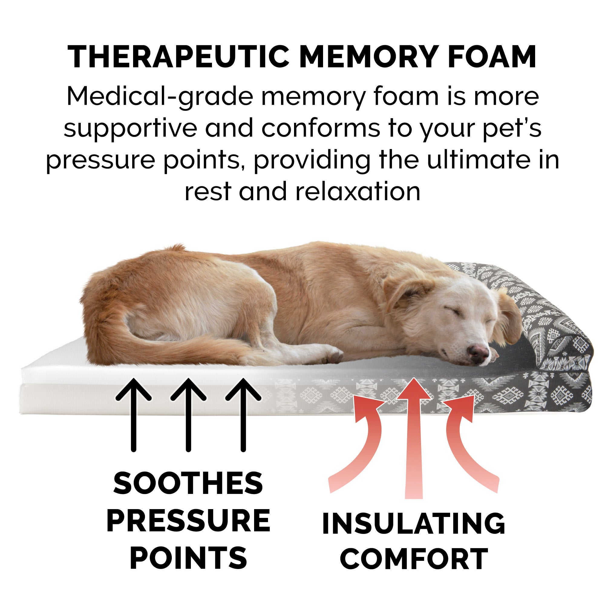 FurHaven Pet Product | Memory Foam Southwest Kilim Sofa Pet Bed for Dogs and Cats - Black Medallion， Medium