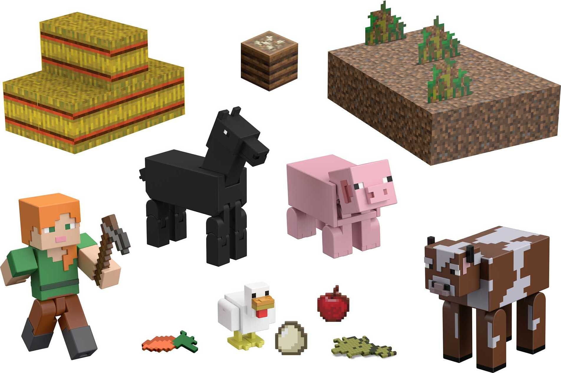 Minecraft Farm Life Adventure Pack Figures， Accessories And Papercraft Blocks
