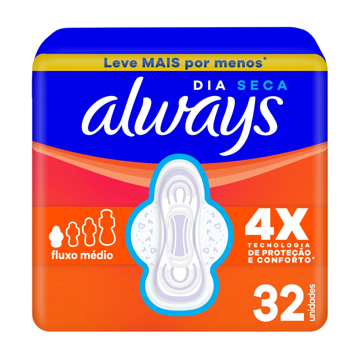 Absorvente Always Dia Seca com Abas 32 Unidades