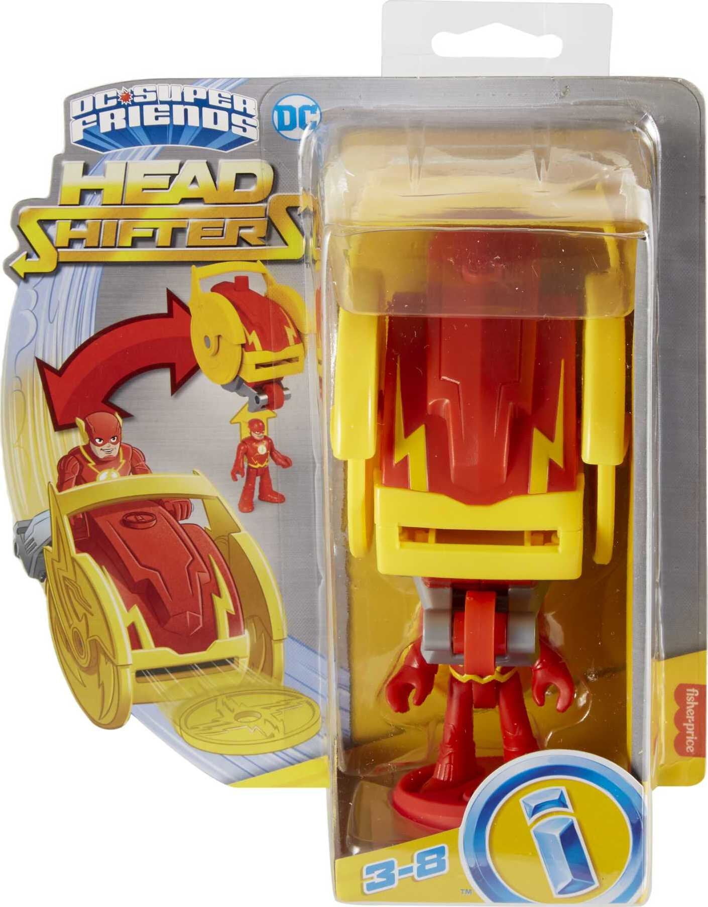 Imaginext DC Super Friends Head Shifters The Flash and Speed Force Cycle Figure Set， 4 Pieces