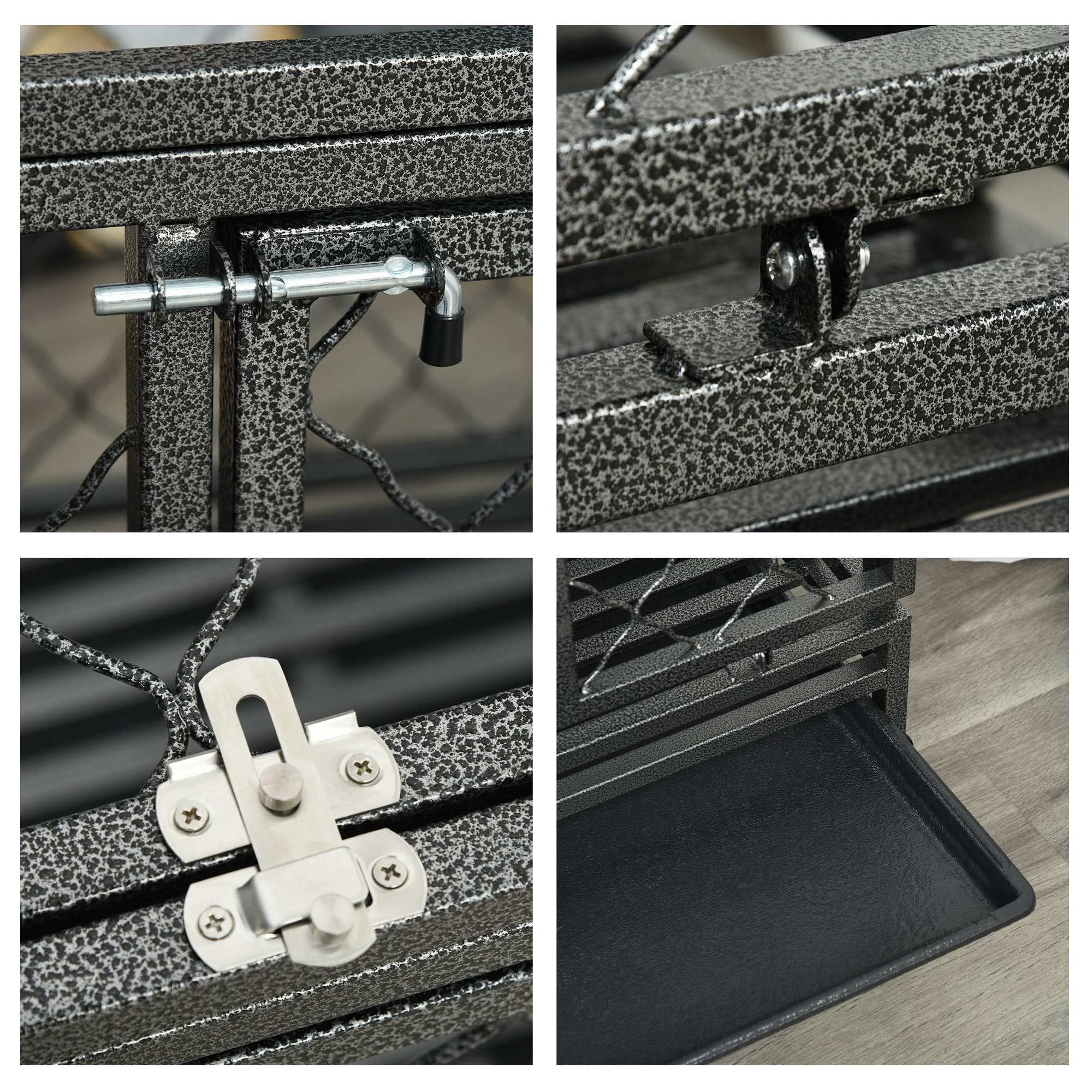 Pawhut Heavy Duty Crate Cage Kennel with Removable Tray Wheels and Lockable Door for Medium Dogs Indoor and Outdoor， 36.5