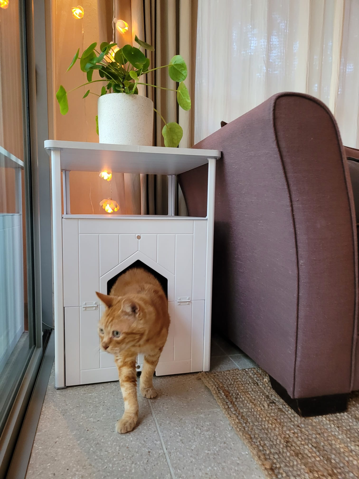 Palram Pets Max Tall Cat Litter Box Nightstand Enclosure White