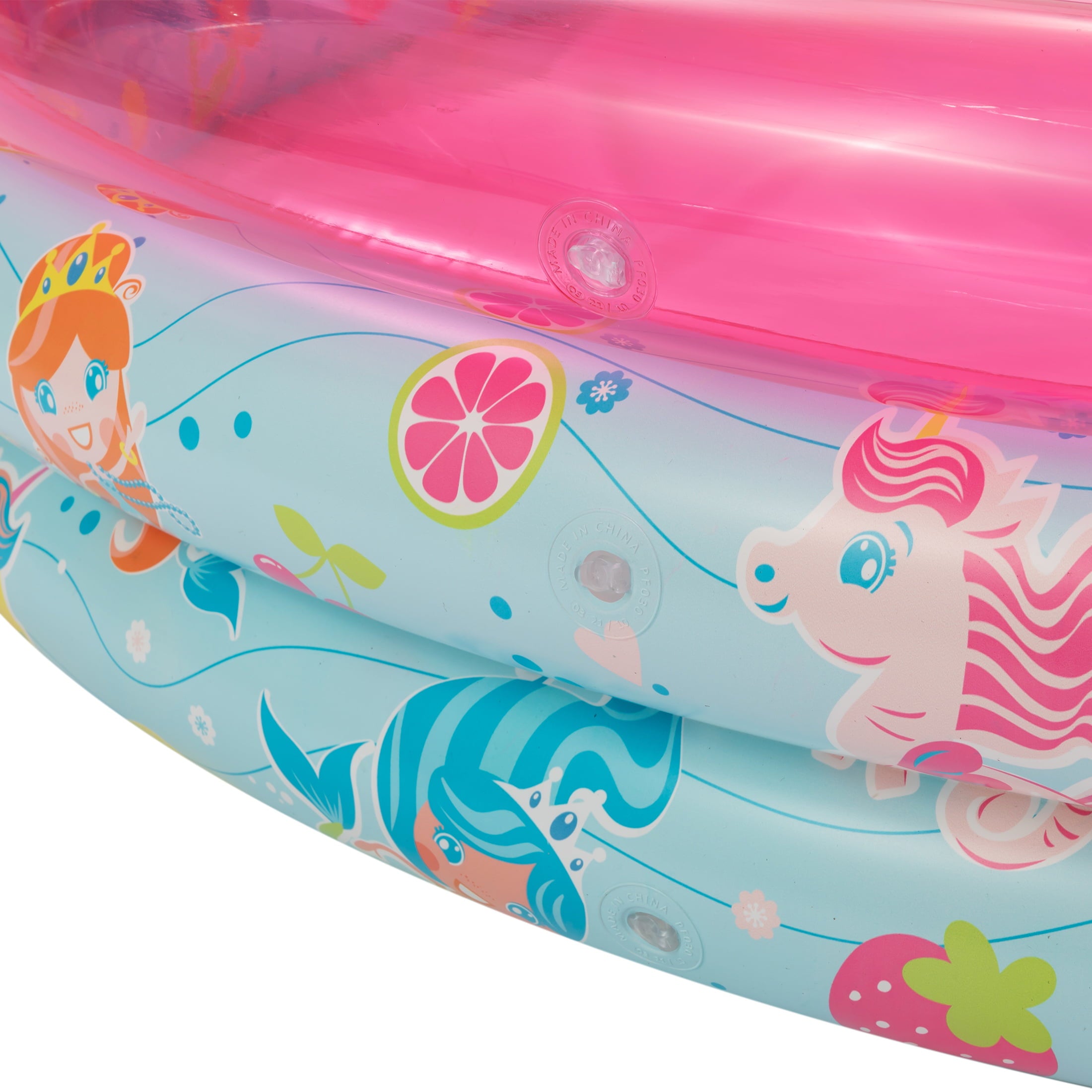 Round Inflatable 3-Ring Kiddie Splash Play Pool， Pink， For Kids， Age 2 and up， Unisex