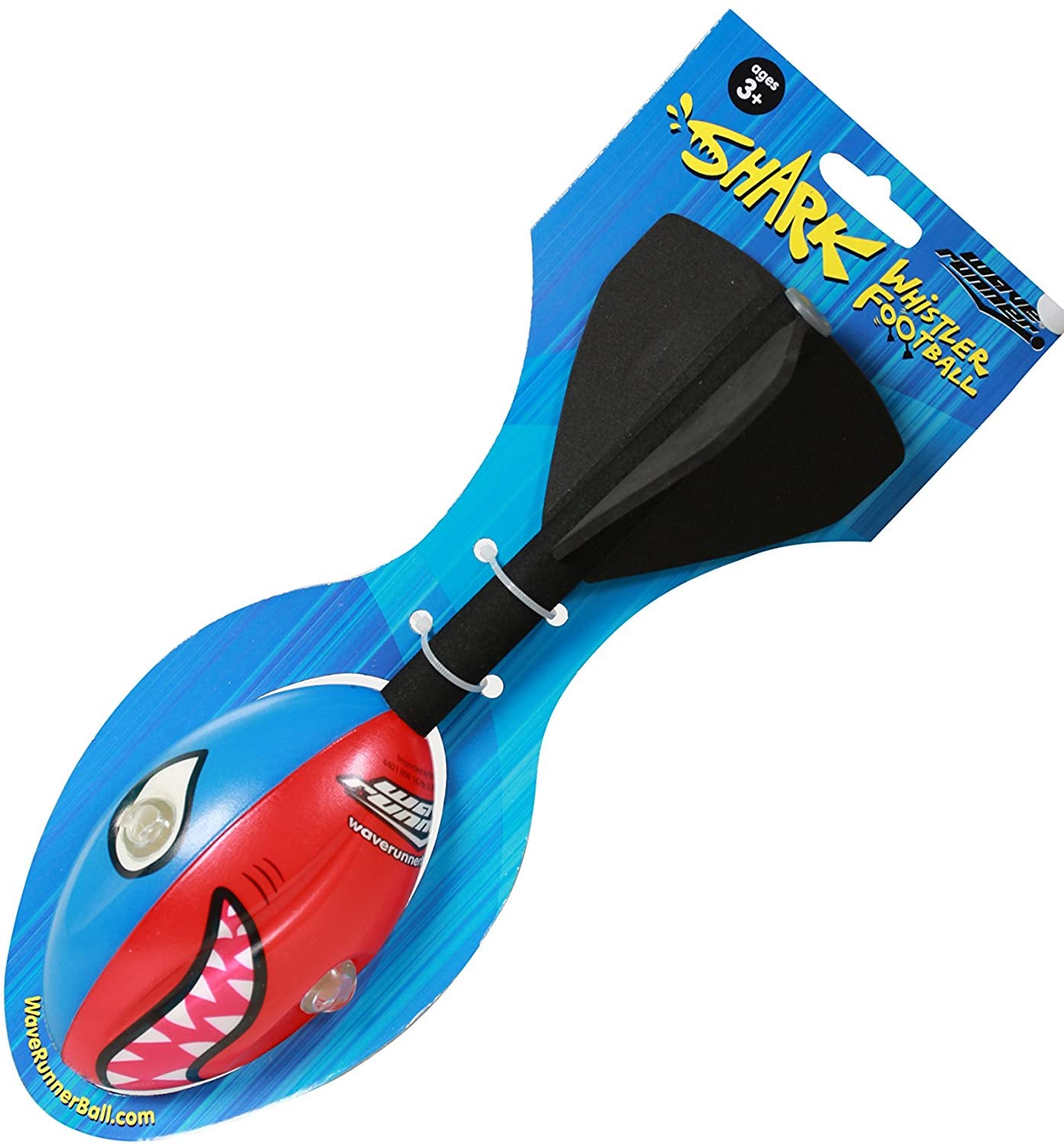 Wave Runner Shark Whistler Football With Tail， Now With Vortex Technology. Great For Playground Backyard Catch and Throw or for Gifts (red) (Blue/Red)