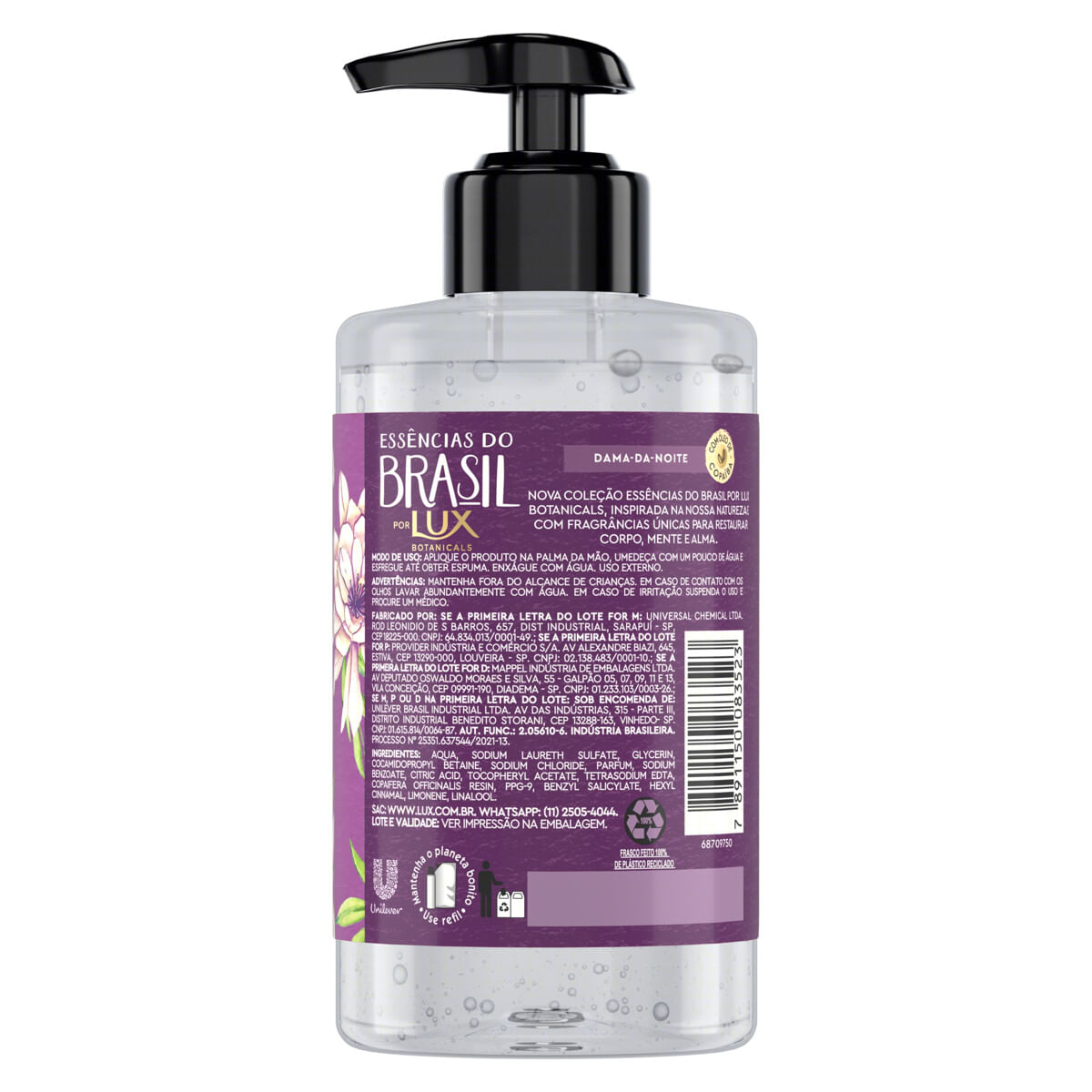 Sabonete Liquido para as Maos Lux Botanicals Essencias do Brasil Dama-da-Noite 300 ml