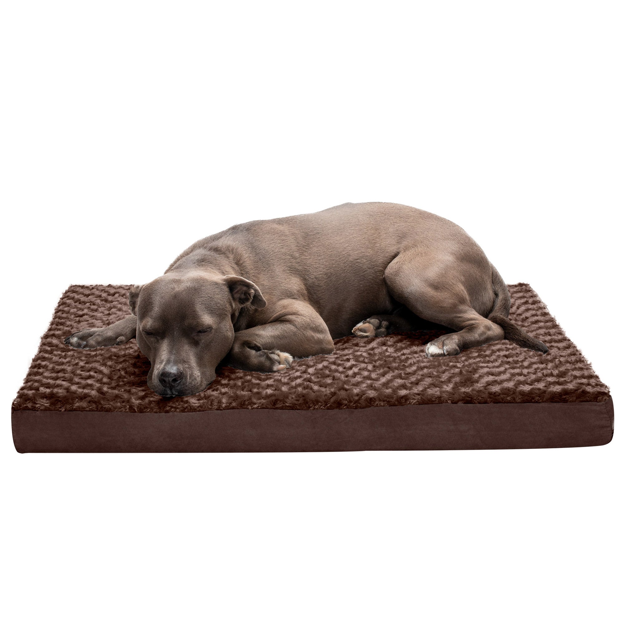 FurHaven Pet Products | Deluxe Memory Foam Ultra Plush Mattress Pet Bed for Dogs and Cats， Chocolate， Large