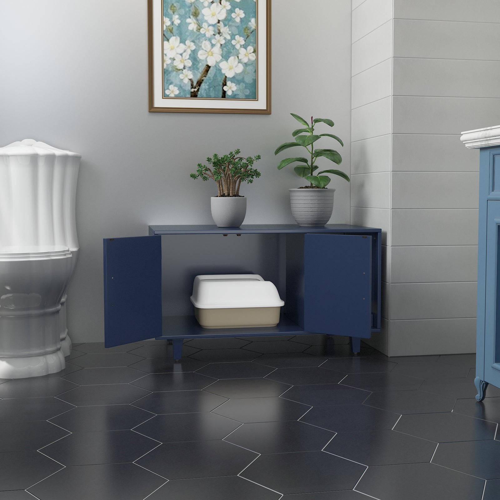 Modern Pet Crate Cat Washroom Hidden Litter Box Enclosure House Table