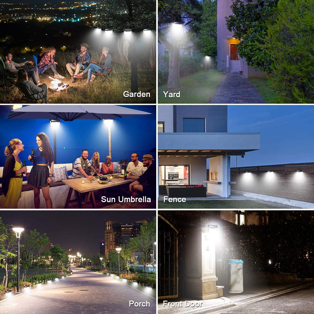 Outdoor LED Wall Light， Solar 4 Pack Home 208 LED Security Lights Outside Motion Sensor Lights for Garden ， Patio