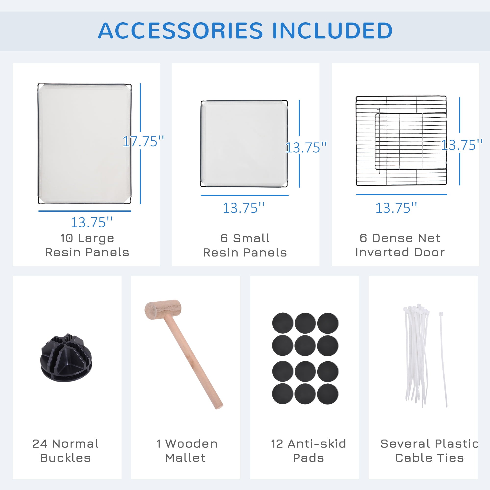 PawHut Pet Playpen with Door， Guinea Pigs Mesh Cage for Small Animal， Clear