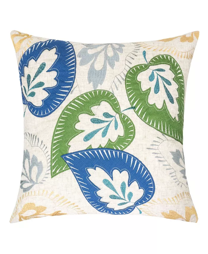 Homey Cozy Nola Applique Linen Square Decorative Throw Pillow