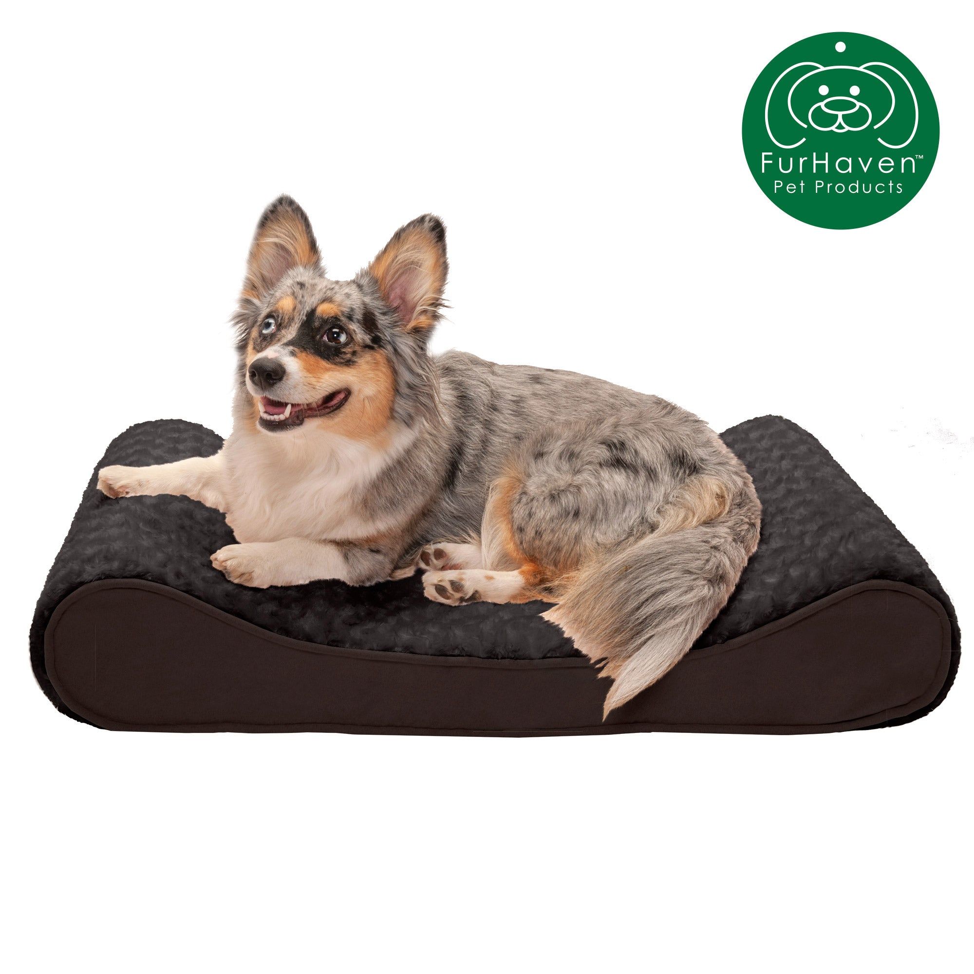 FurHaven Pet Dog Bed | Cooling Gel Memory Foam Orthopedic Ultra Plush Luxe Lounger Pet Bed for Dogs and Cats， Chocolate， Medium