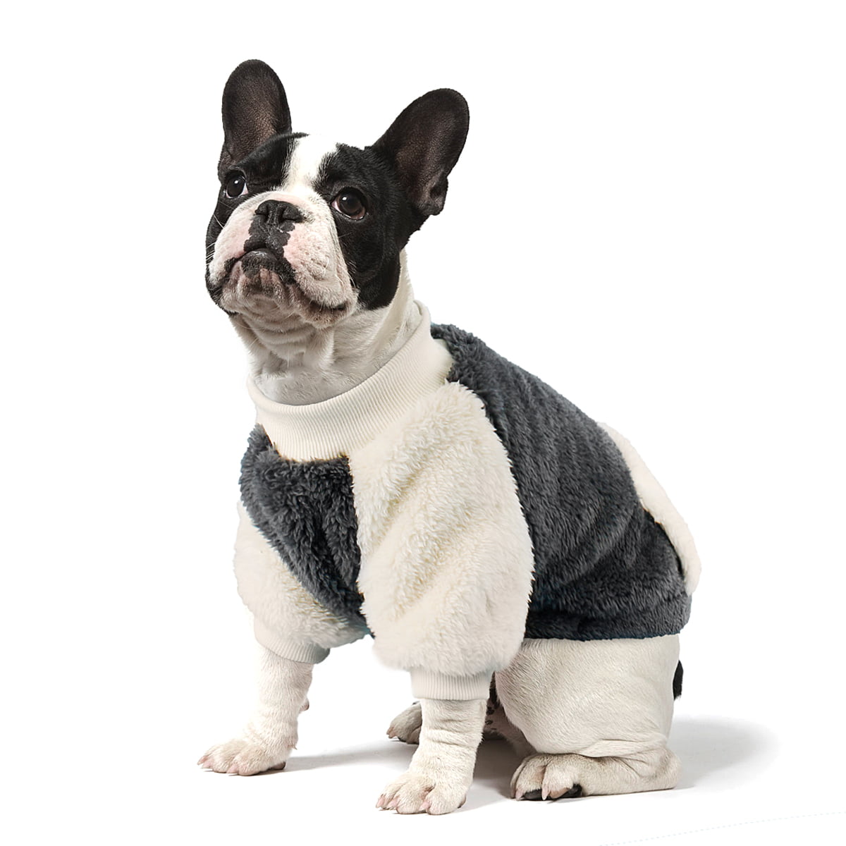NAMSAN Winter Dog Sweater for Small Dog， Soft Stretch Pet Winter Warm Clothes， Fleece Pullover Doggy Coat Pocket Design Grey