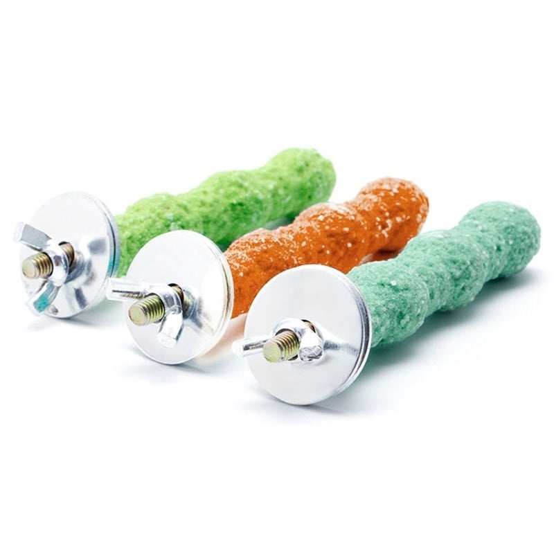 AkoaDa 8X2Cm Pet Bird Grinding Claw Stick Parrot Stand Rod Bird Supplies Bird Cage Accessories Parrot Grinding Toy Random Colour