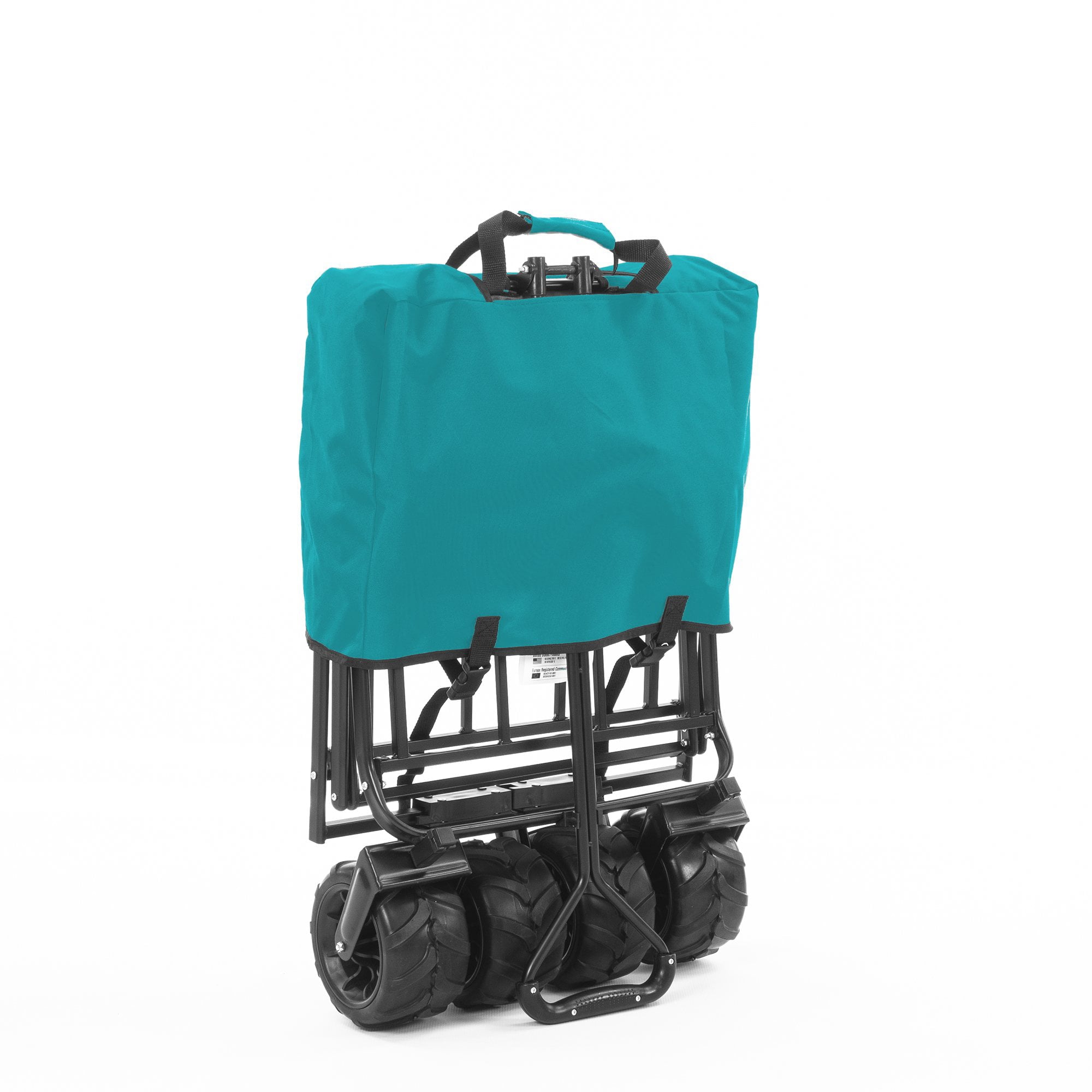 All-Terrain Collapsible Folding Wagon Cart | Beach Hauler | Grocery Wagon with Removable Wheels Side Bag and Anti-Drop Net for Outdoor， Camping， Shopping， Sports | Gray Teal