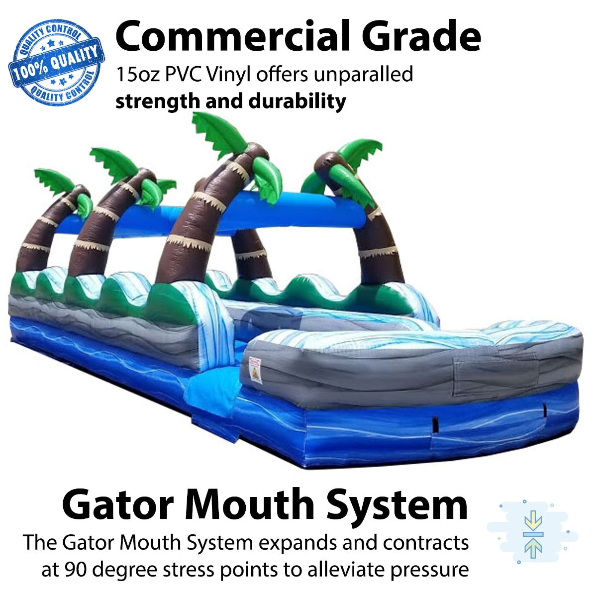 TentandTable Commercial Inflatable Slip n Slide， Tropical Marble Double Lane with Blower， 35'