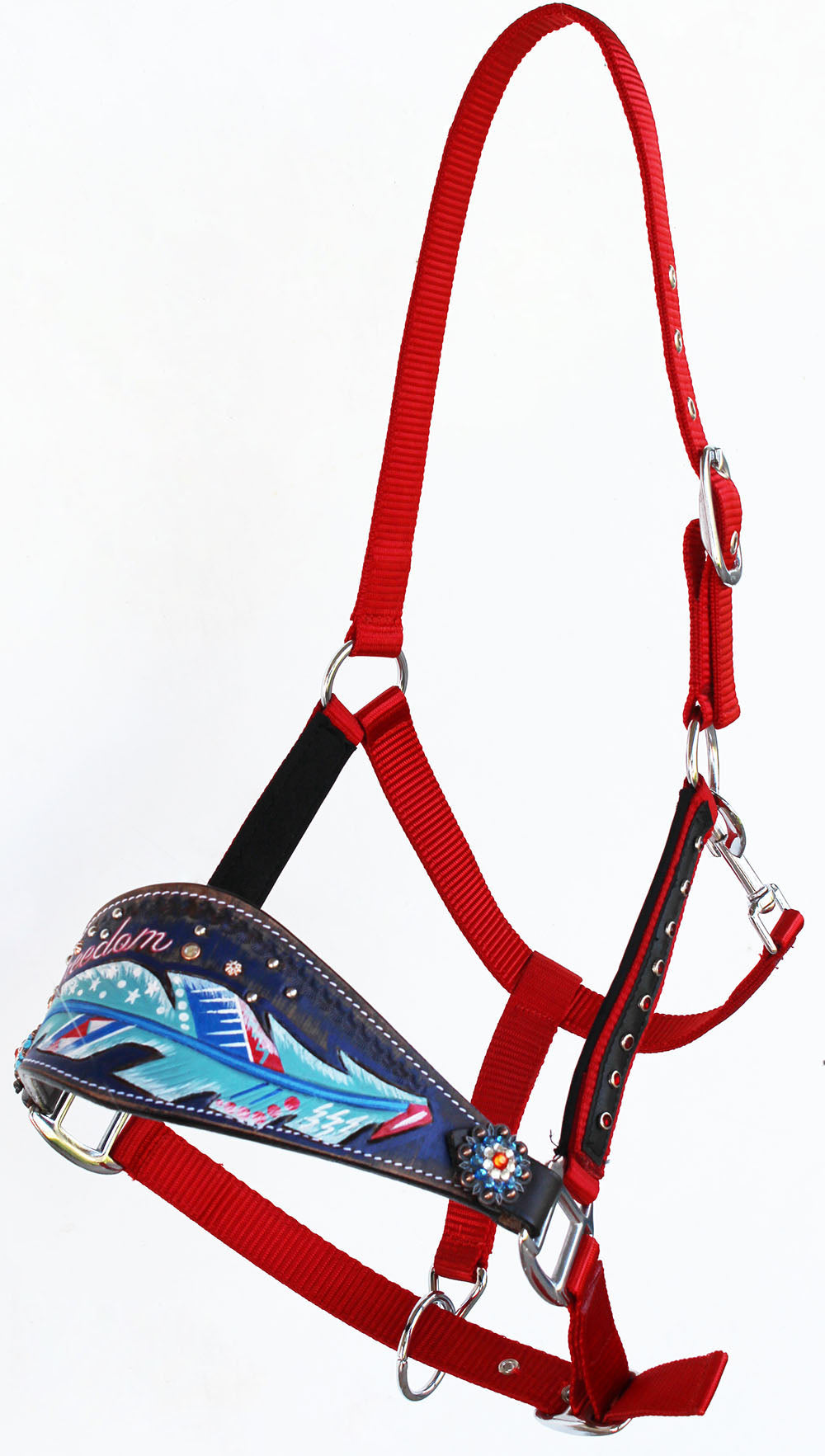 Horse Noseband Tack Bronc Leather HALTER Tiedown Lead Rope  280M47