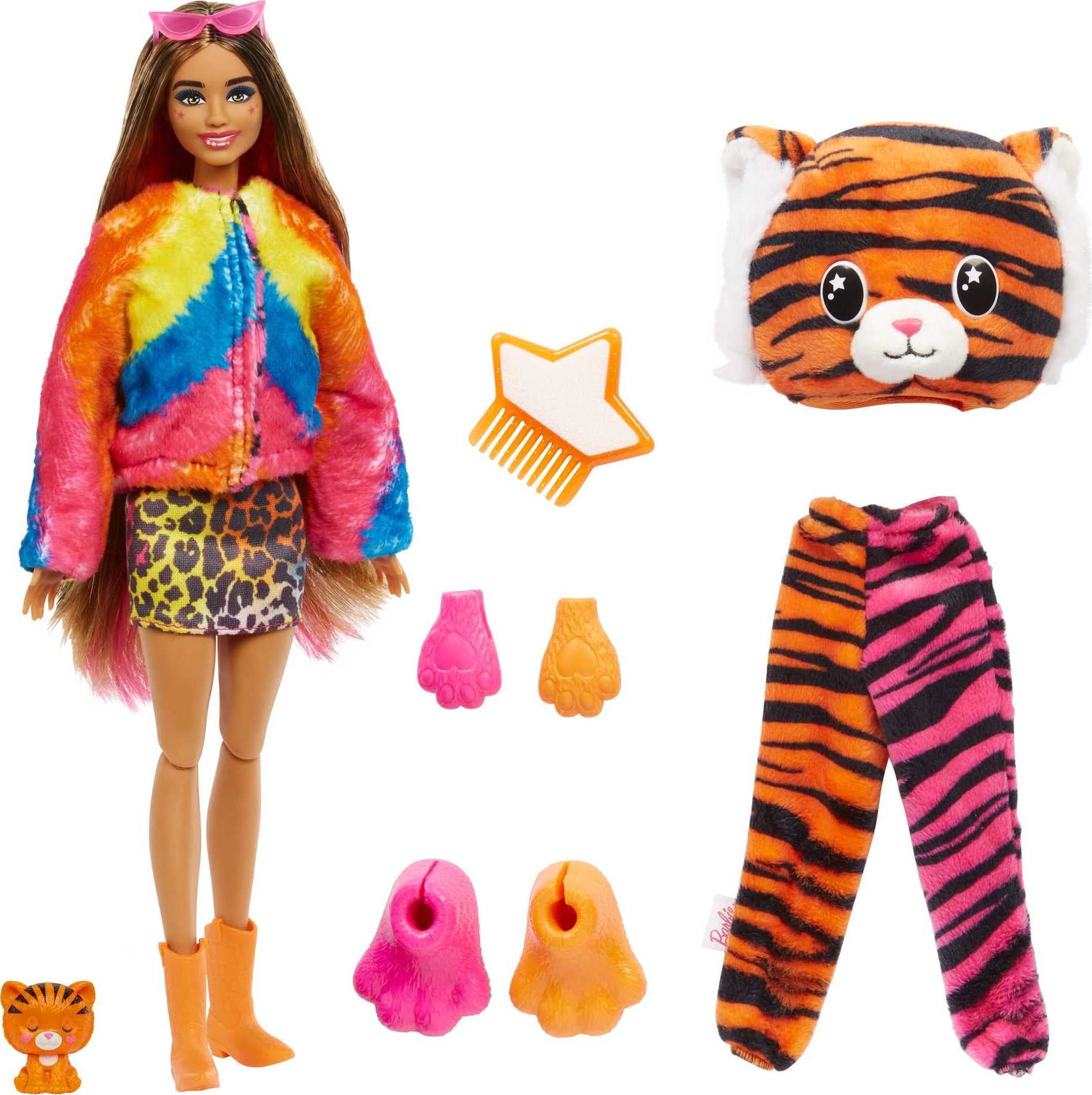 Barbie Cutie Reveal Jungle Series Fashion Doll with Tiger Plush Costume, Mini Pet & Accessories