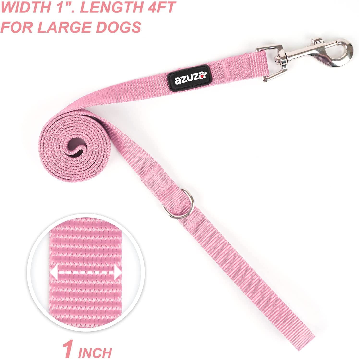 Azuza Dog Collar and Leash Set Nylon Collar Leash for Small Medium and Large Dogs