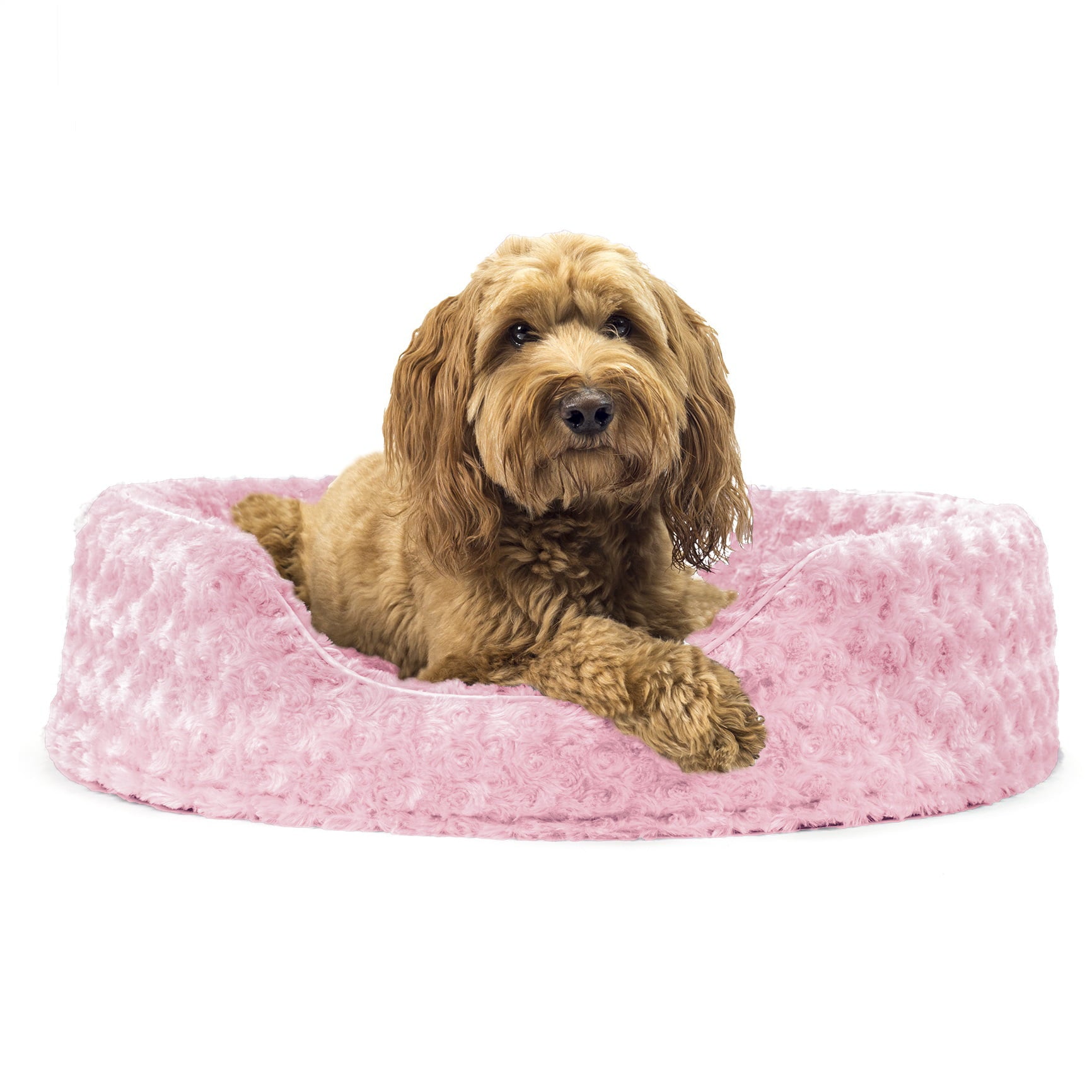 FurHaven | Oval Ultra Plush Pet Bed for Dogs and Cats， Strawberry， Large