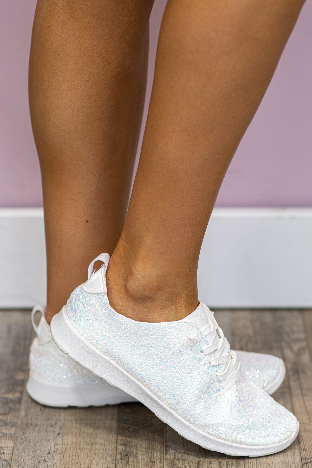 White Glitter Sneakers