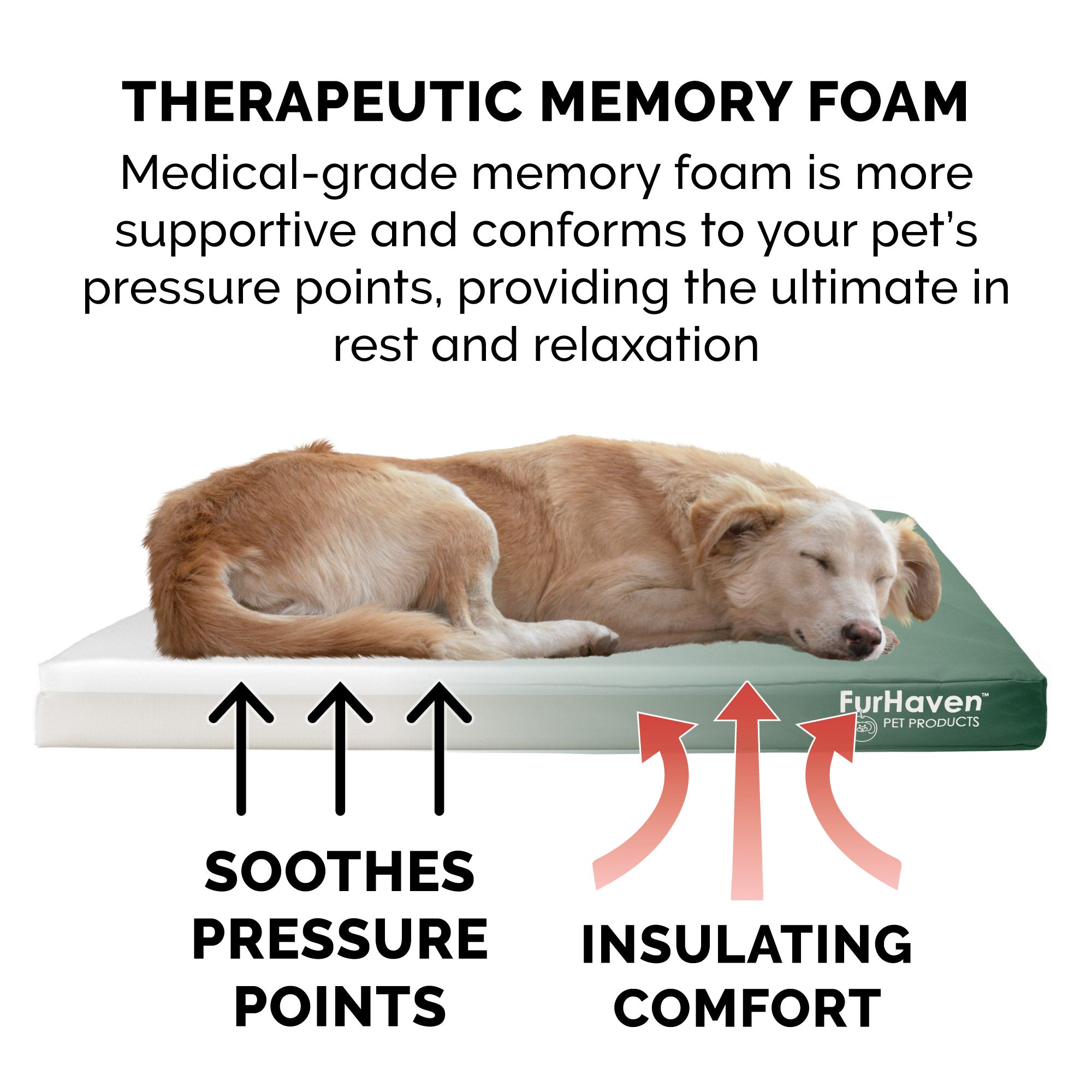 FurHaven Pet Products | Deluxe Memory Foam Oxford Indoor/Outdoor Water-Resistant Bed for Dogs and Cats， Forest， Jumbo