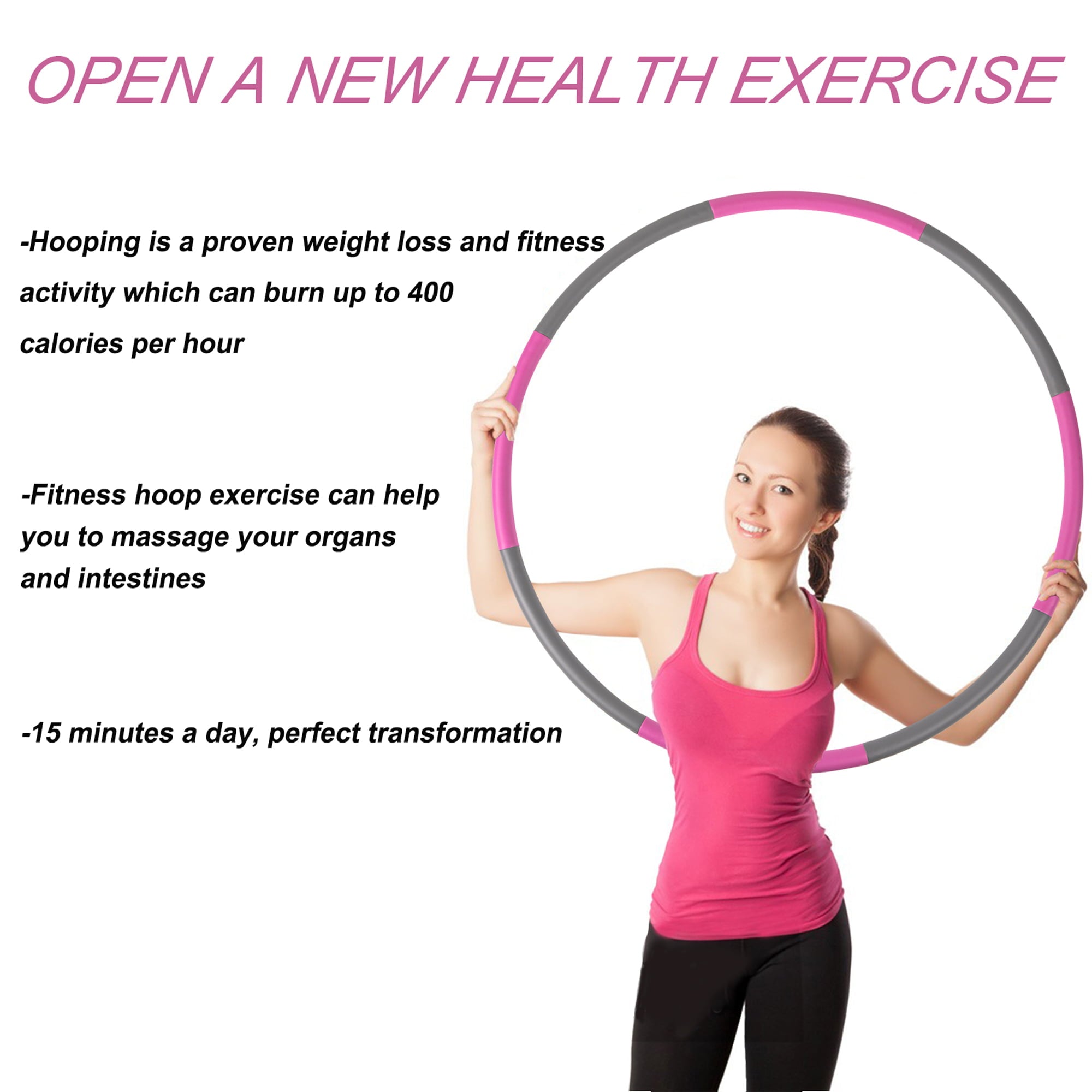 Liberry 2lb Detachable Exercise Hoop for Adults (Pink-Gray)