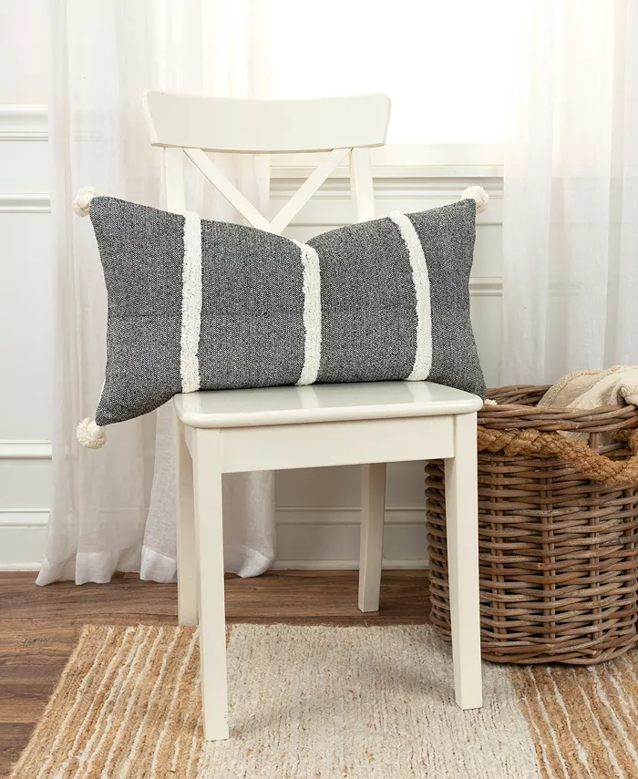 Rizzy Home Modern Strip Lumbar Decorative Pillow， 14