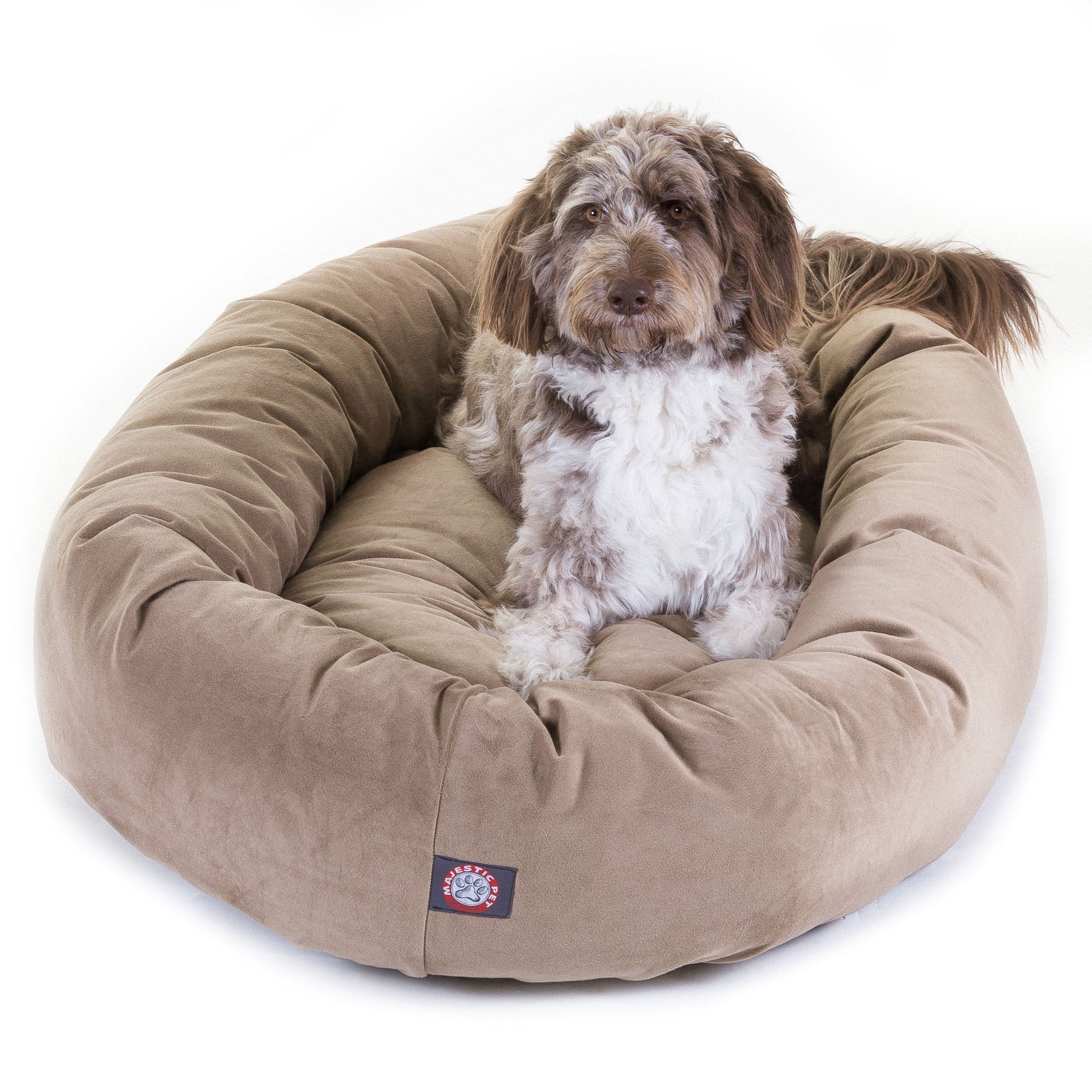 Majestic Pet | Suede Bagel Pet Bed For Dogs， Stone， Extra Large