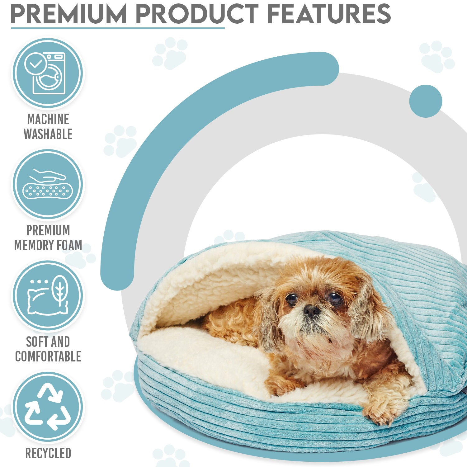 Precious Tails Plush Corduroy And Sherpa Lined Pet Dog Bed