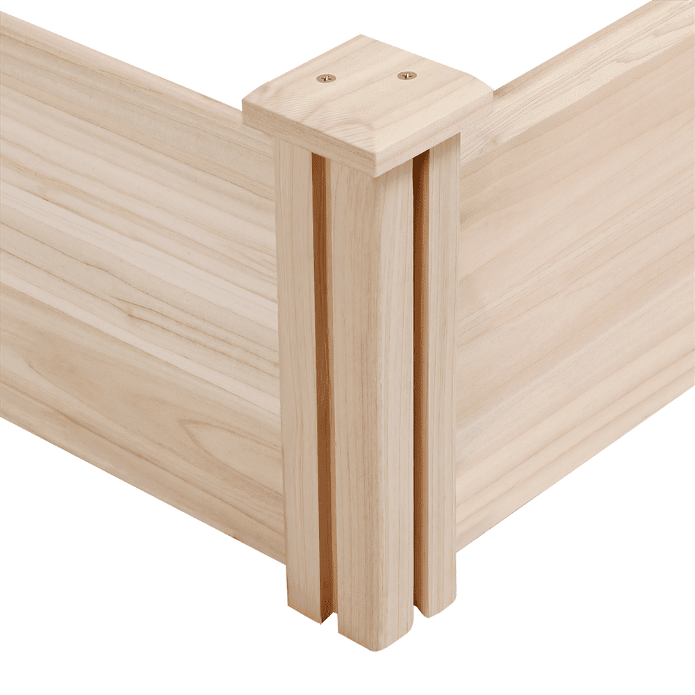 Easyfashion Wooden Raised Garden Bed Divisible Green Fence Planter Box, Natural Wood