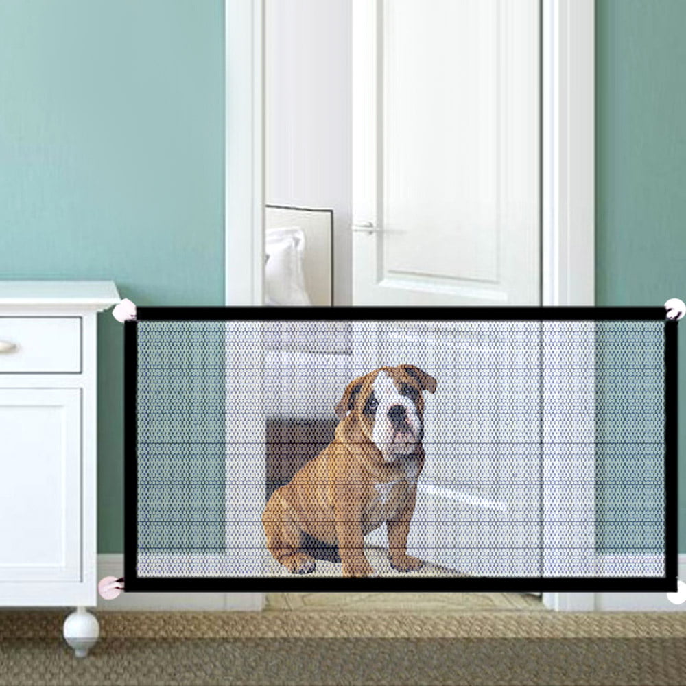 Dog Safety Gate Pet Mesh Fence Portable Folding Safety Gate Install Anywhere 110*72CM