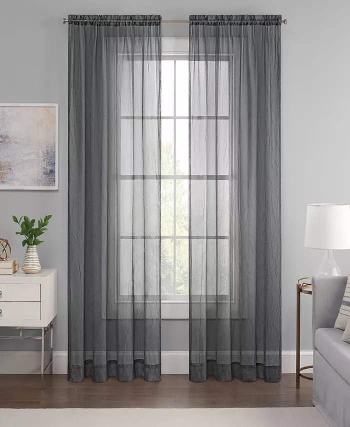 Eclipse Emina Crushed Sheer Voile Rod Pocket Curtain Panel， 52