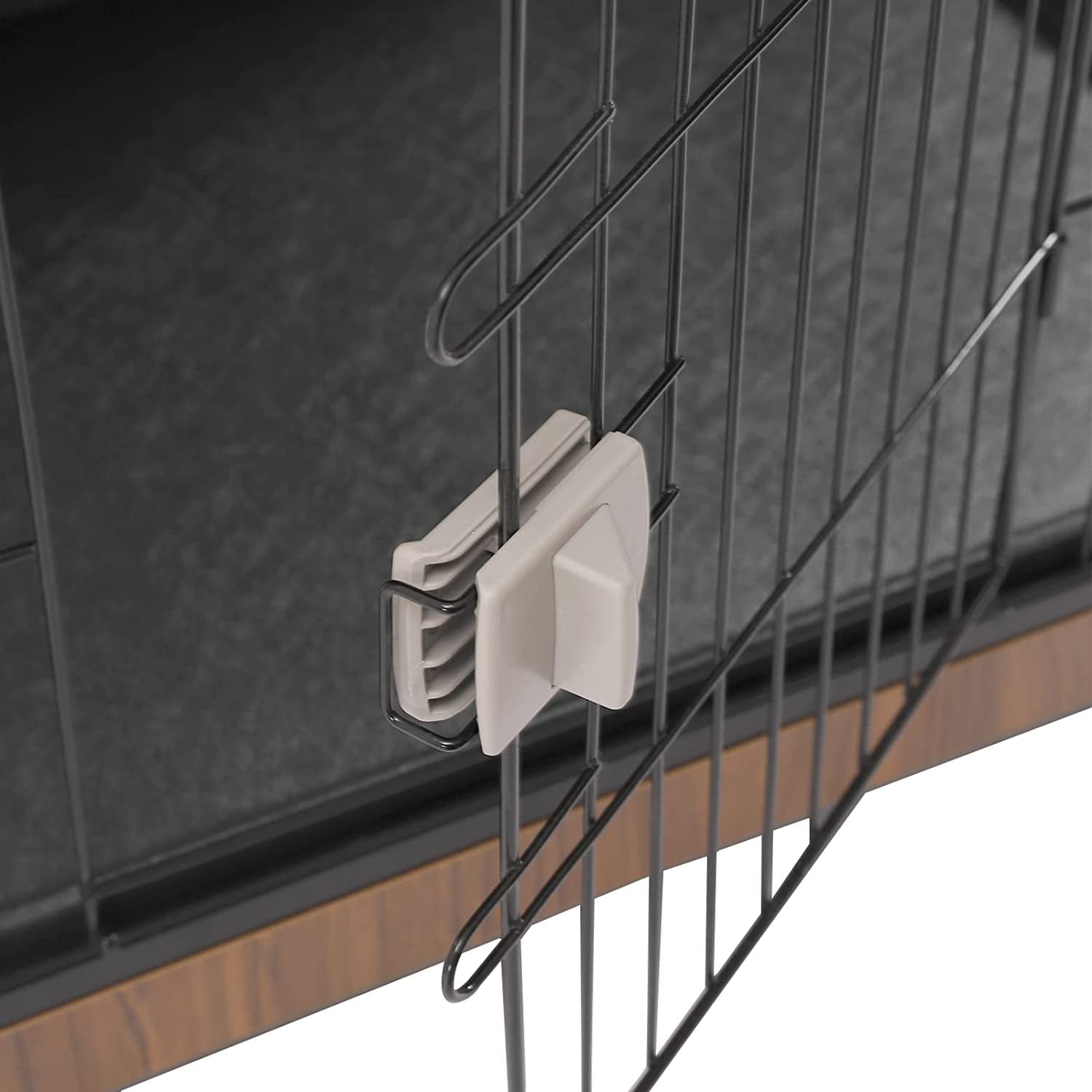 Miumaeov Dog Crate With A Spacious Top， Brown Furniture-style Crates with Wheels， Indoor Dog Kennel， Metal Dog House， Dog Cage with Tray， 38.6 * 25.2 * 30.1in