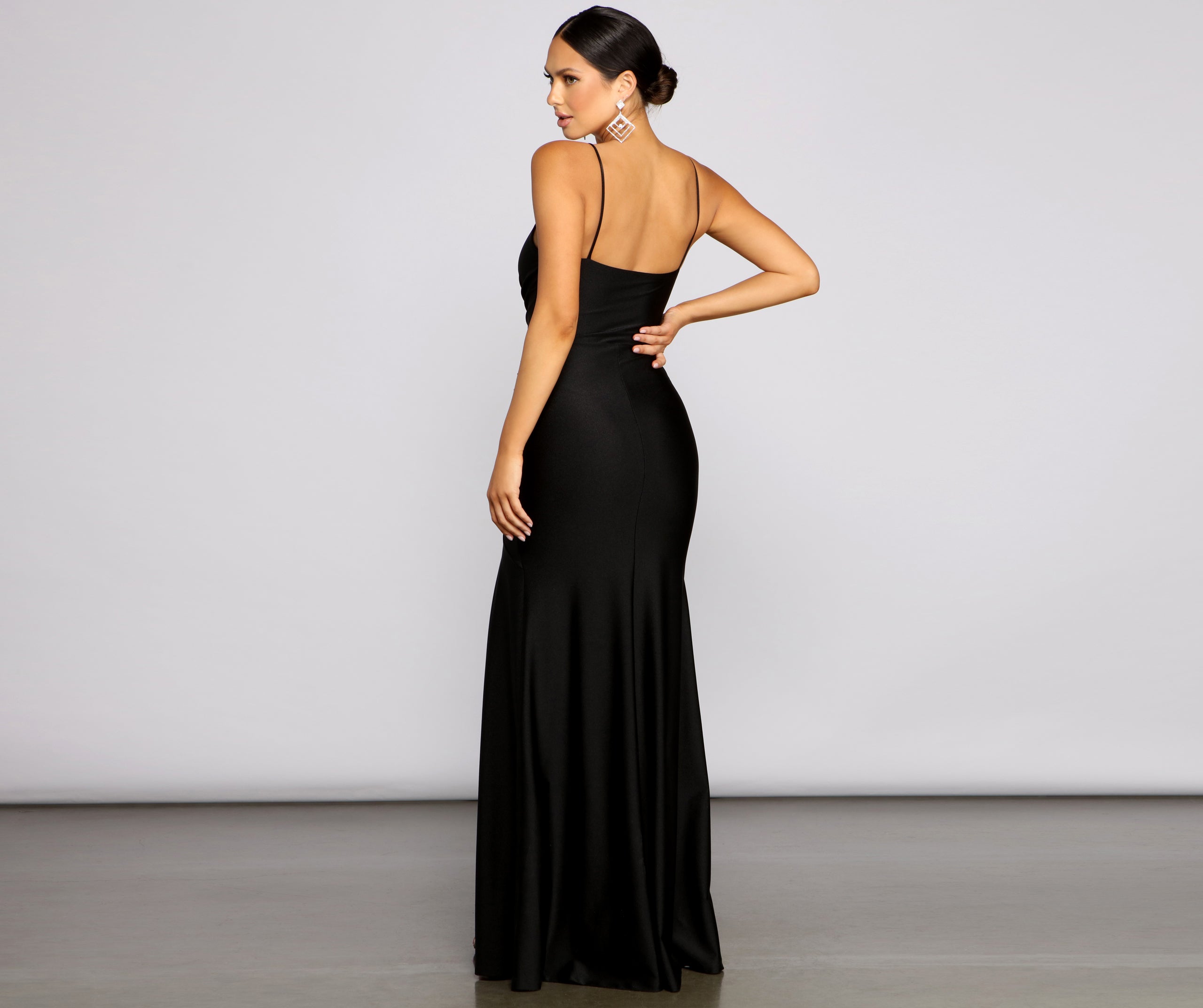 Aria Sleeveless Ruched High-Slit Dress