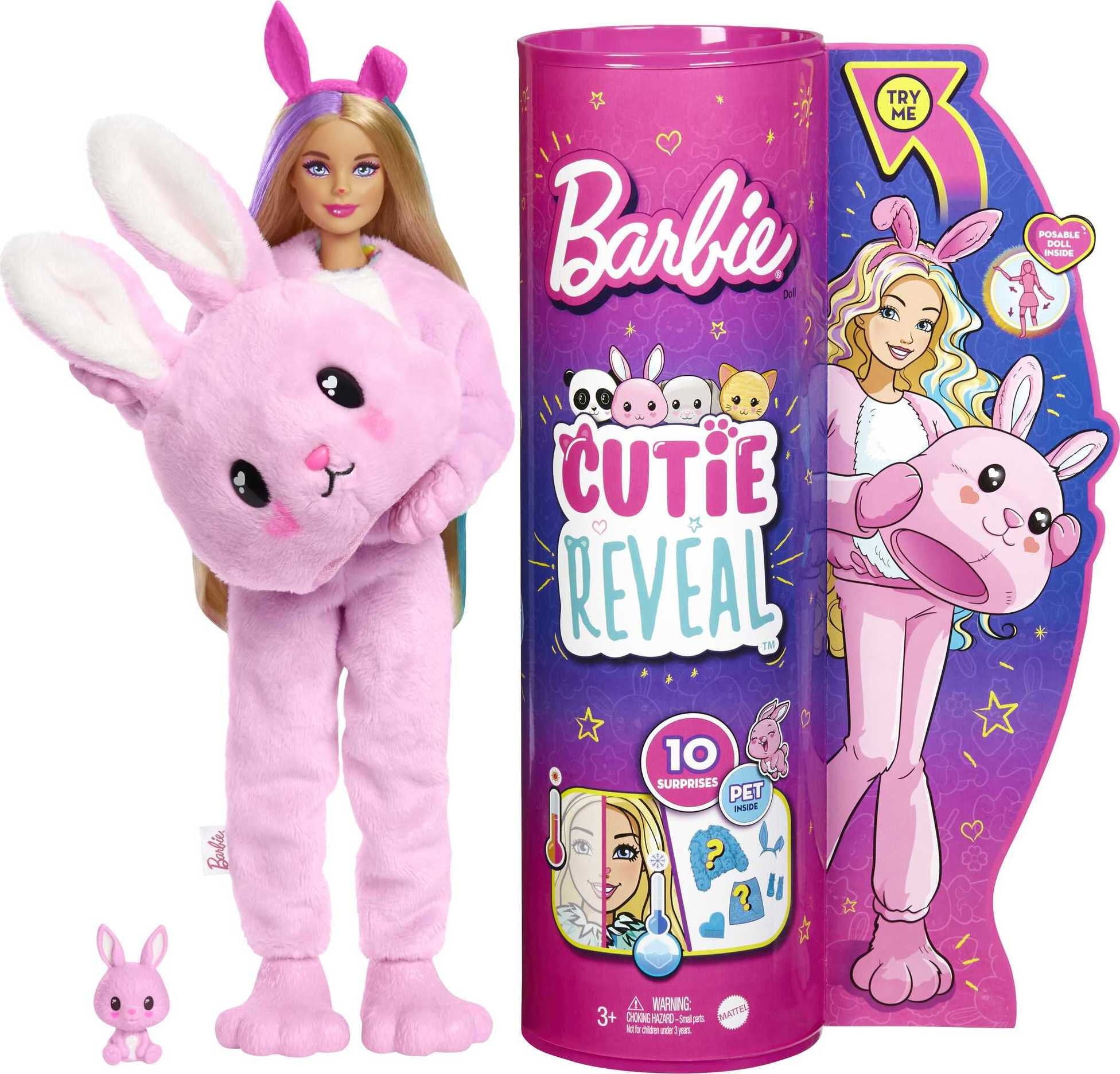 Barbie Cutie Reveal Fashion Doll with Bunny Plush Costume, Mini Pet & Accessories