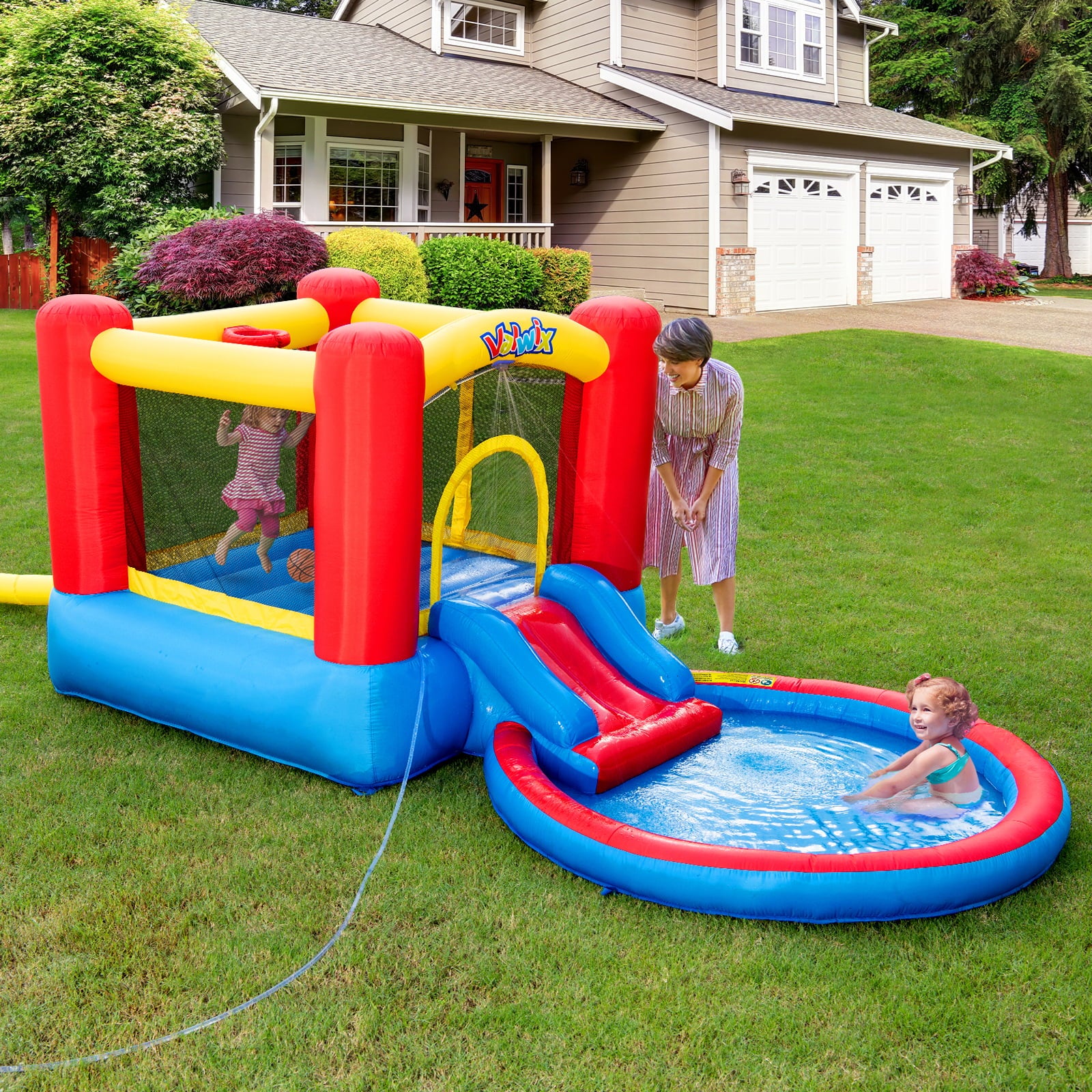 Valwix 13'5'' x 6'9'' x 5'4'' Inflatable Bounce House with 450W Blower for Kids 3-5 years