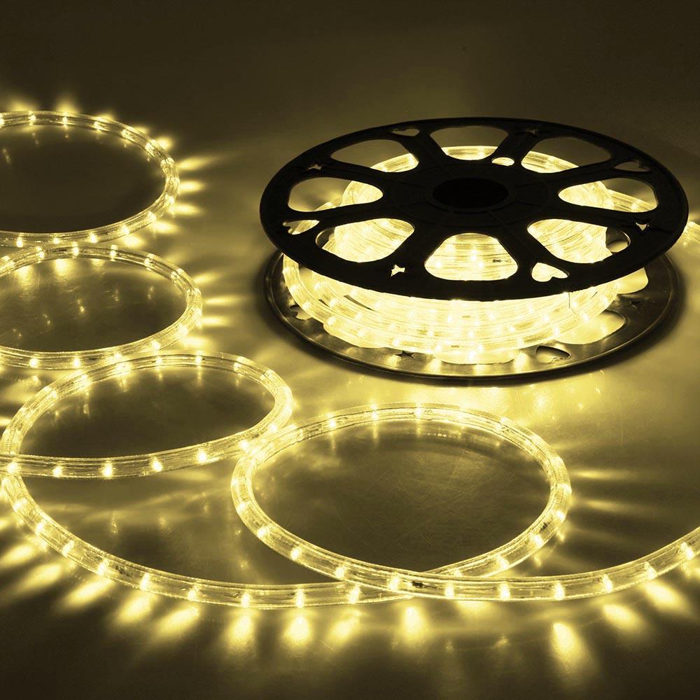 50ft Waterproof LED Rope Light with Power Cord ConnectorWarm White