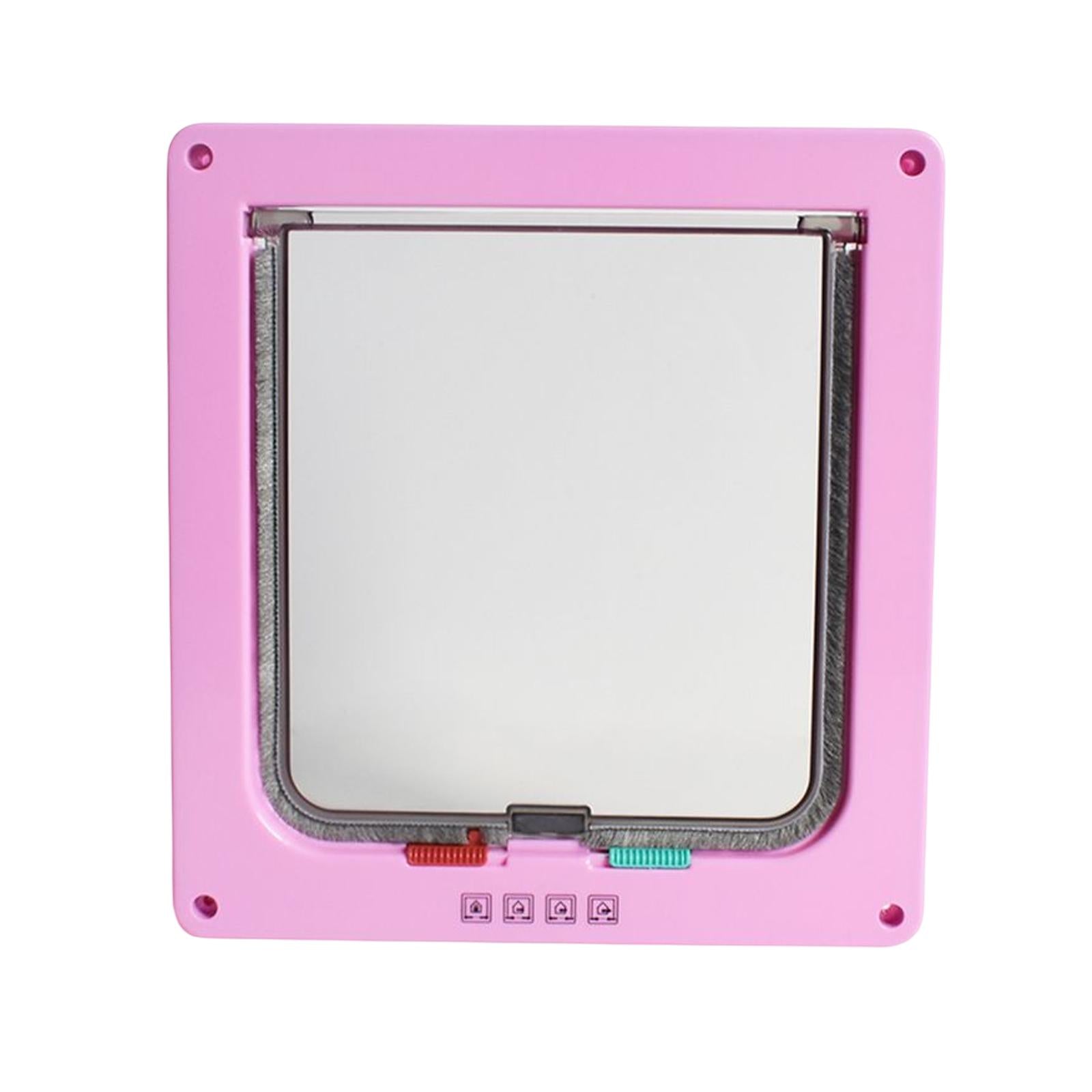 Locking Cat Door Weatherproof for Lockable Switch Direction Cat Flap Door s for Pet Supplies ， Pink ， M