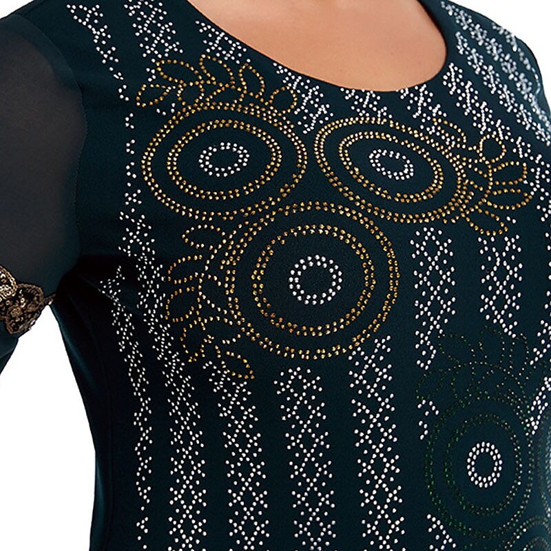 Women's Plus Size Holiday Dress Floral Crew Neck Ruffle Vintage Dress