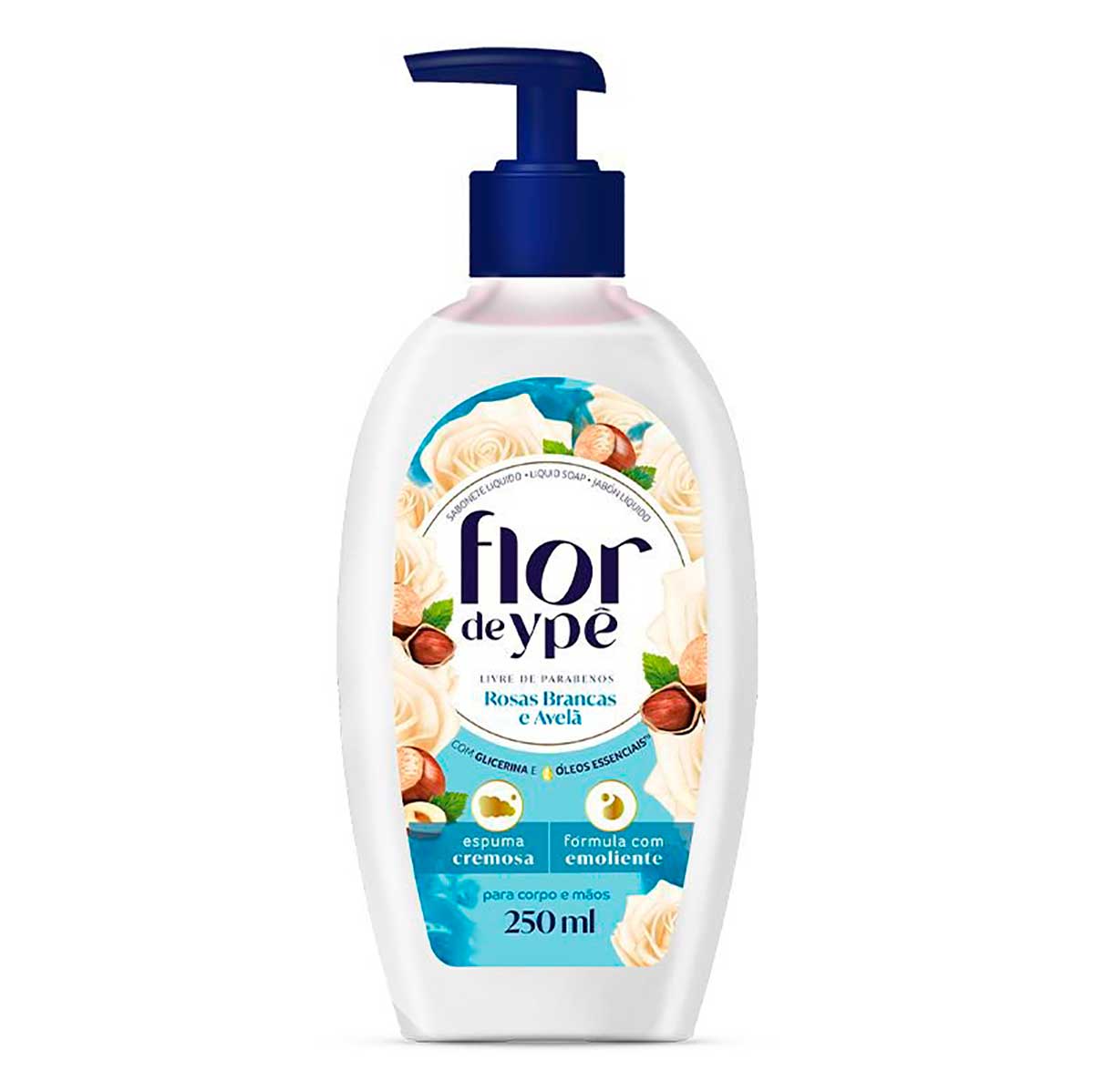 Sabonete Liquido Flor de Ype Rosas Brancas e Avela Pump 250ml
