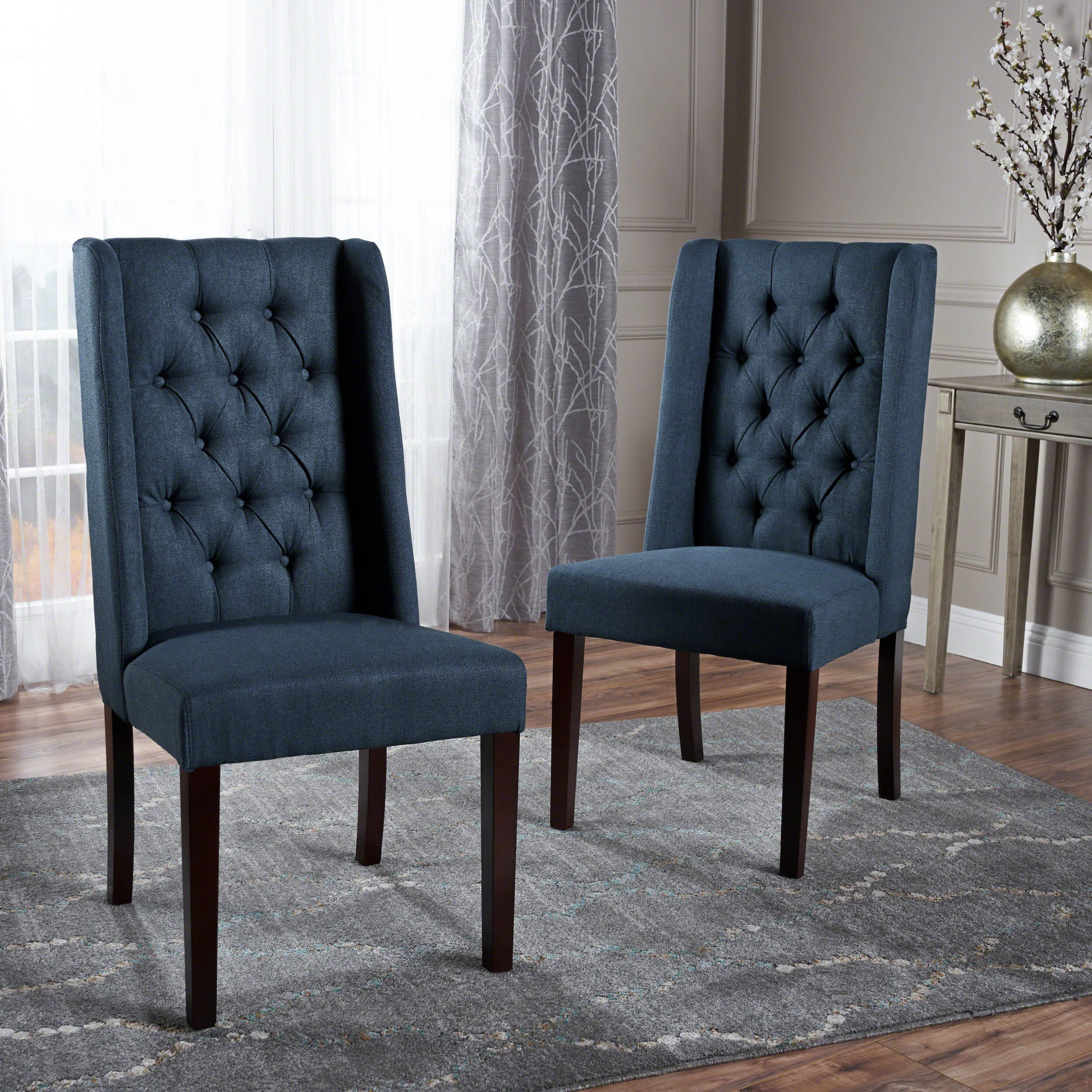 Billings Tufted Fabric High Back Dining Chairs (Set of 2)