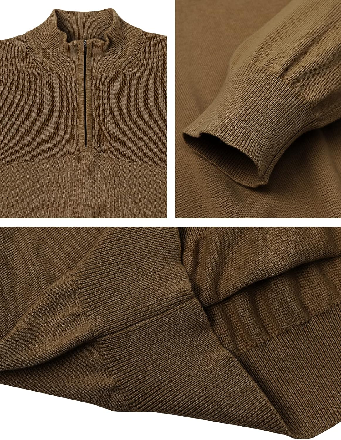 H2H Mens Casual Slim Fit Pullover Sweaters Long Sleeve Knitted Fabric Zip Up Mock Neck Polo Sweater