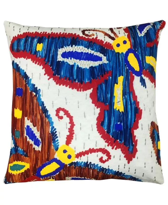 Mod Lifestyles Botanical Collection Butterfly Embroidery Pillow， 20