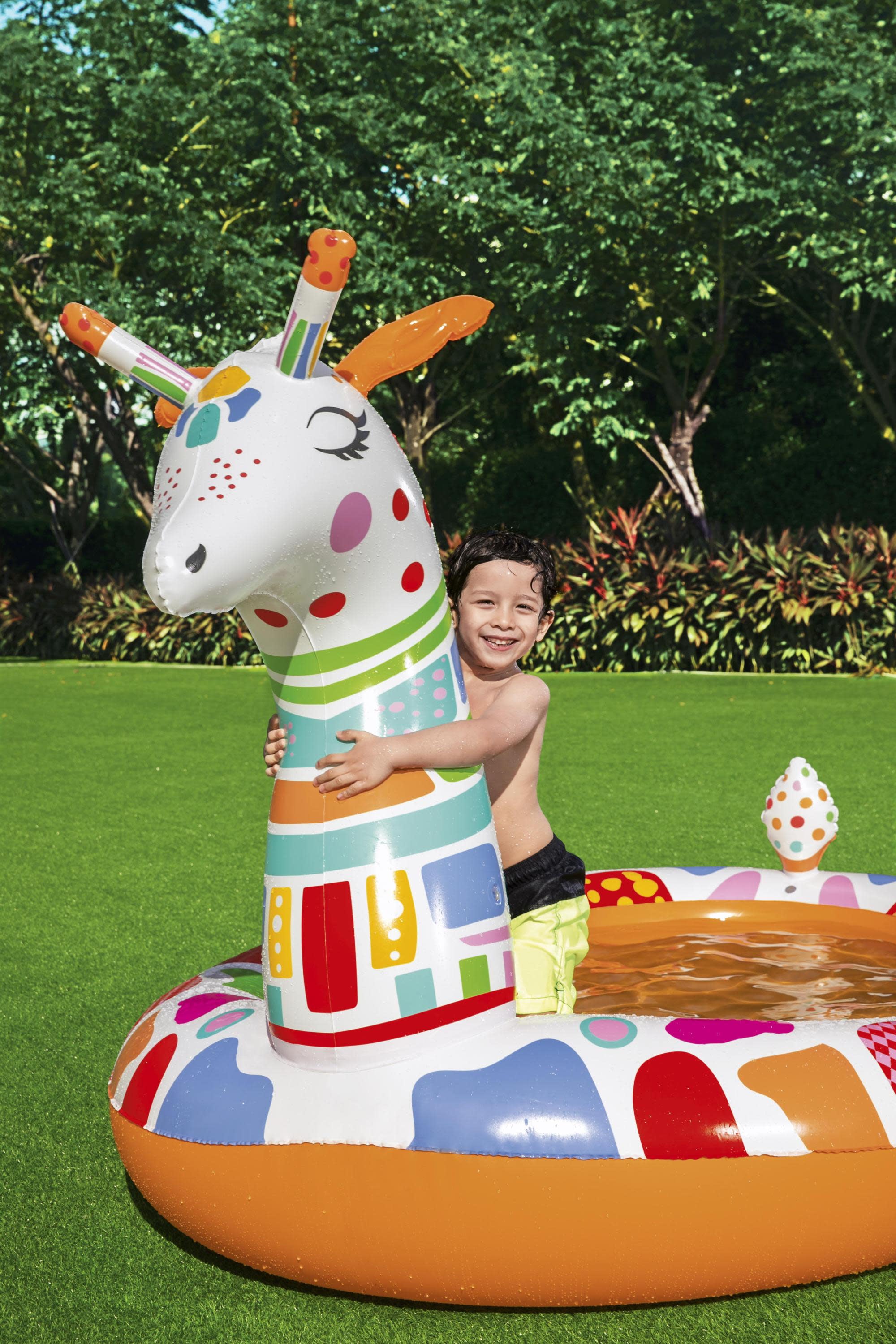 H2OGO! Groovy Giraffe Multicolor Child Inflatable Play Pool with Sprayer， Unisex