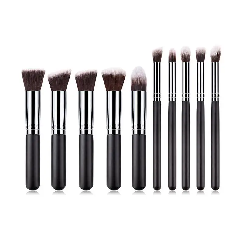 Mini Size Premium Synthetic Foundation Powder Concealers Eye Shadows Makeup 10 Pcs Brush Set